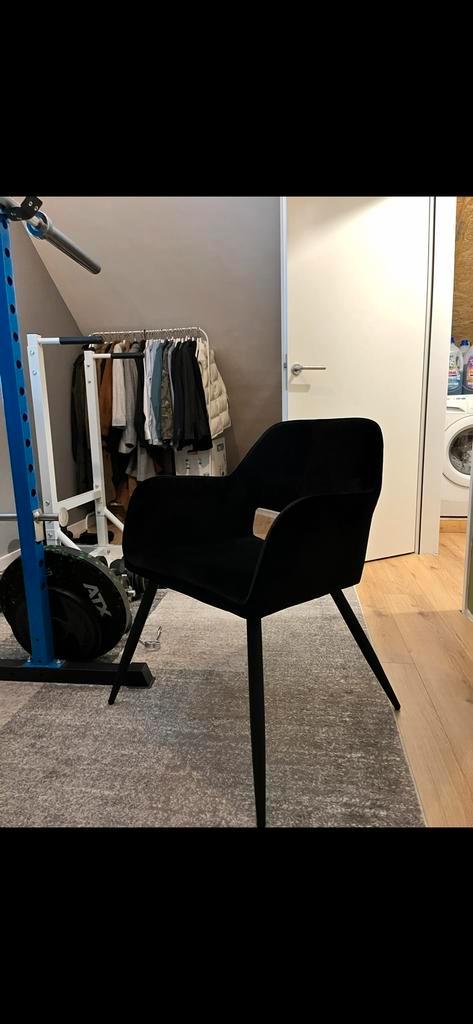 Zwarte Velvet Stoel - Woood Jelle Set van 2, Antiek en Kunst, Antiek | Meubels | Stoelen en Banken, Ophalen