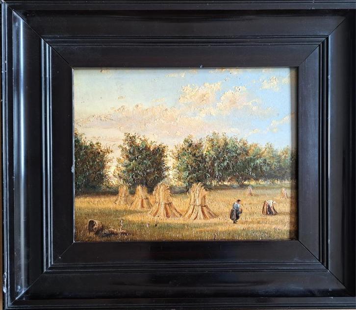 Landschap met korenschoven, Adolphe Poot (1924-2006), Antiek en Kunst, Kunst | Schilderijen | Klassiek, Ophalen of Verzenden