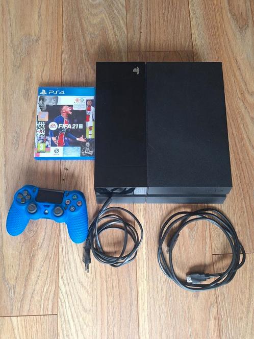 Playstation 4 500gb met 1 controller, fifa 21 en kabels, Spelcomputers en Games, Spelcomputers | Sony PlayStation 4, Zo goed als nieuw
