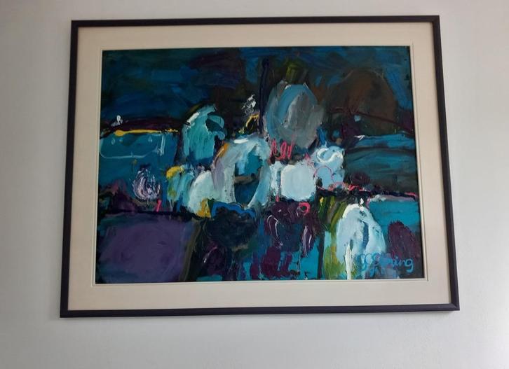Abstract olieverf schilderij van Gerda Elfring, Antiek en Kunst, Kunst | Schilderijen | Abstract, Ophalen