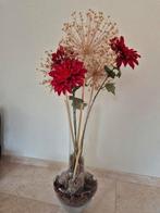 Hoge glazen vaas met kunstbloemen (100 cm totale hoogte), Ophalen, Zo goed als nieuw