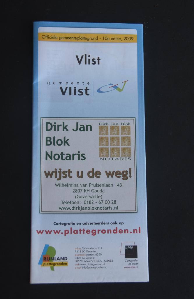 Plattegrond Vlist Schoonhoven Bergambacht Ammerstol kaart, Boeken, Atlassen en Landkaarten, Zo goed als nieuw, Landkaart, Nederland