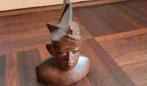 Balinese beeld mannenhoofd met udeng, hout beeld 15/10cm ehv, Antiek en Kunst, Kunst | Beelden en Houtsnijwerken, Ophalen of Verzenden