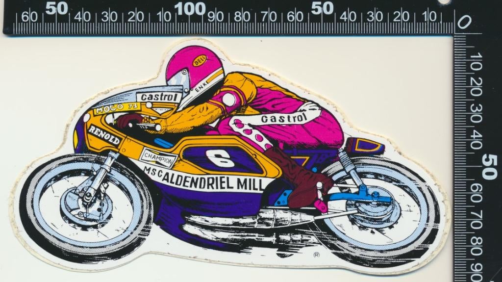 Sticker: MSG Aldendriel Mill - Moto 73 - Castrol (Groot), Verzamelen, Ophalen of Verzenden, Zo goed als nieuw, Auto of Motor