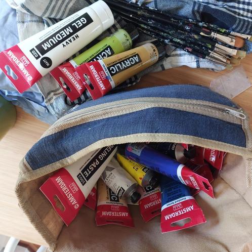 Schilderkwasten en Amsterdam verf, Hobby en Vrije tijd, Schilderen, Gebruikt, Penseel of Kwast, Ophalen