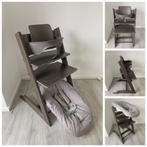 ZGAN! Stokke Tripp Trapp hazy grey+babyset,2 standen newborn, Kinderen en Baby's, Kinderstoelen, Ophalen of Verzenden, Zo goed als nieuw