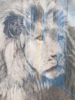 Prachtige antieke ingelijste tekening van een leeuw uit 1903, Antiek en Kunst, Kunst | Tekeningen en Foto's, Ophalen