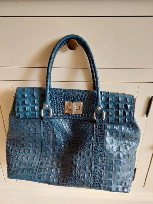 Borse in Pelle handtas, Sieraden, Tassen en Uiterlijk, Tassen | Damestassen, Zo goed als nieuw, Handtas, Blauw, Ophalen of Verzenden