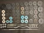 Complete halterset met schijven + (EZ) bar/stang, Ophalen, Gebruikt, Halterschijven