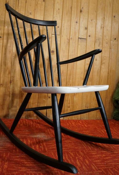 Retro Windsor design Tapiovaara Pastoe schommelstoel Ilmari, Huis en Inrichting, Stoelen, Gebruikt, Eén, Hout, Zwart, Ophalen