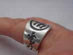 Zilveren unisex ring met salamanders maat 18.5 nr.877, Sieraden, Tassen en Uiterlijk, Ringen, 18 tot 19, Ophalen of Verzenden