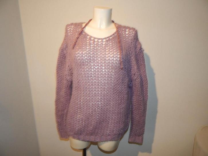 Essentiel Antwerp paarse grof gebreide trui glitter draad L, Kleding | Dames, Truien en Vesten, Zo goed als nieuw, Maat 42/44 (L)