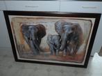 Schilderij - print - olifanten - ingelijst, Ophalen, 100 tot 125 cm, 75 cm of meer, Print