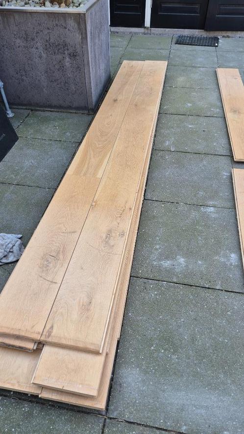 Eiken houten vloer 50-55 m2 - gebruikt, Doe-het-zelf en Verbouw, Vloerdelen en Plavuizen, Gebruikt, Parket, Hout, 150 cm of meer