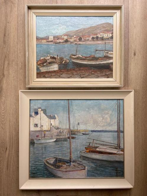 Twee schilderijen op doek Middellandse zee taferelen, Huis en Inrichting, Woonaccessoires | Schilderijen, Tekeningen en Foto's