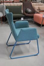 Hippe blauwe eetkamerstoel Largo Jess stof vilt metaal, Huis en Inrichting, Stoelen, Ophalen, Blauw, Zo goed als nieuw, Metaal