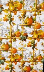 6765 fruit en ranken op prentfond vintage behang, Swiet, Huis en Inrichting, Stoffering | Behang, Ophalen of Verzenden, Minder dan 10 m²