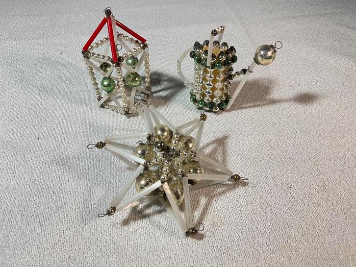 3 stuks zeer oude glazen gablonzer figuren, Diversen, Kerst, Gebruikt, Ophalen of Verzenden