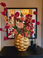Goude turtle vaas met bordeaux roze boeket zijde bloemen, Huis en Inrichting, Ophalen, Zo goed als nieuw