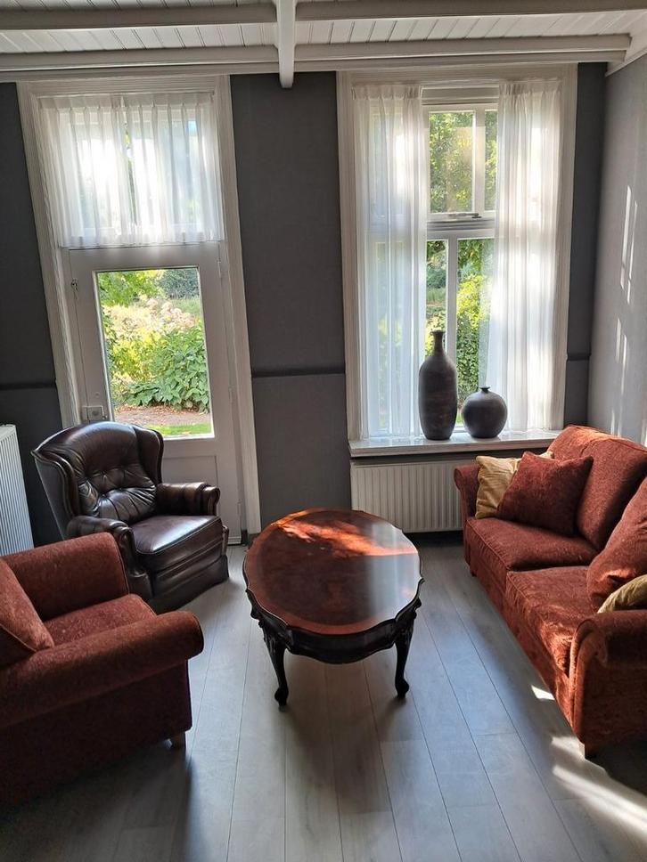 Complete antieke zithoek, Huis en Inrichting, Banken | Complete zithoeken, Zo goed als nieuw, Stof, Ophalen