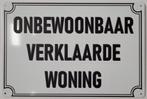Onbewoonbaar verklaarde woning reclamebord van metaal deco, Info@deconoord.nl, Deco Noord, Nieuw, Ophalen of Verzenden