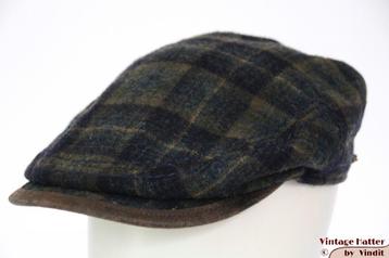 Vintage Platte pet Stetson blauw groen geruit oorwarmer 59 beschikbaar voor biedingen
