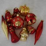 lotje vintage kerstballen rood/goud glas, Ophalen of Verzenden, Gebruikt