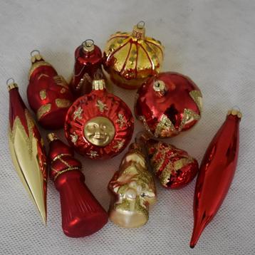 lotje vintage kerstballen rood/goud glas beschikbaar voor biedingen