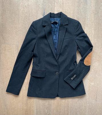 Zara blauw pinstripe blazer/jasje, elleboogstukken XS/S beschikbaar voor biedingen