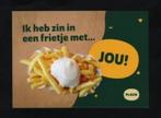 Reclame Snackbar Ik heb zin in een frietje met jou!, Verzamelen, Ophalen of Verzenden, 1980 tot heden, Ongelopen, Cultuur en Media