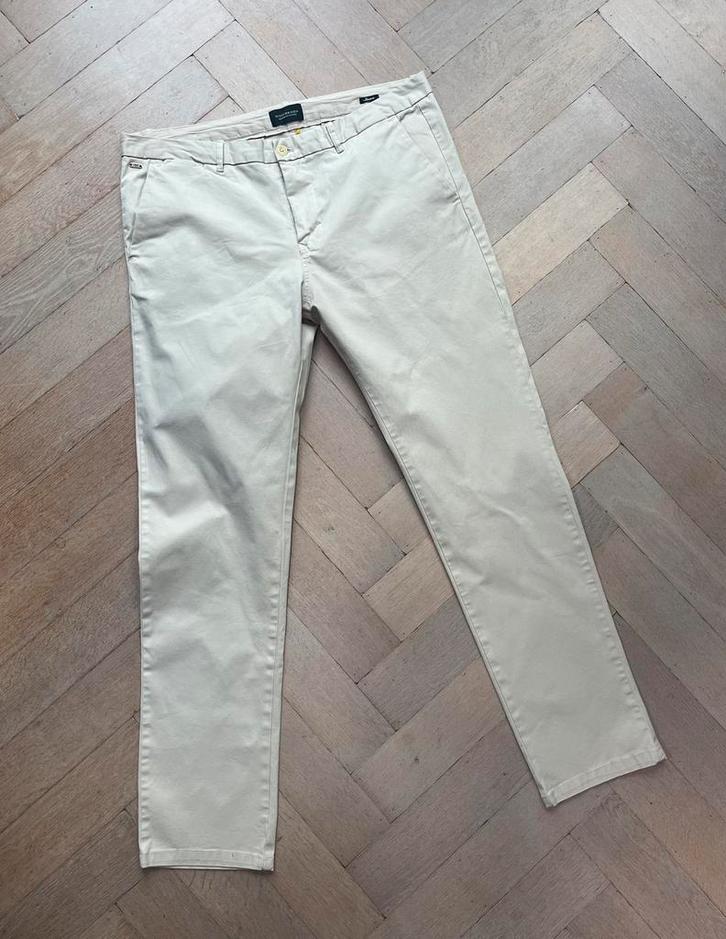 SCOTCH & SODA Stuart beige broek mt W36/L32, Kleding | Heren, Broeken en Pantalons, Zo goed als nieuw, Maat 56/58 (XL), Beige