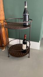 Metalen wijnrek - drankenrek - bijzettafel, Ophalen, Minder dan 55 cm, Metaal of Aluminium, Rond