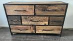 Stoere ladenkast van sleeperwood & metaal, Ophalen, Gebruikt, 5 laden of meer, 100 tot 150 cm