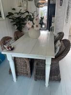 Witte landelijke eettafel zonder de stoelen, Huis en Inrichting, Complete eetkamers, Ophalen, Gebruikt, 4 tot 6 stoelen
