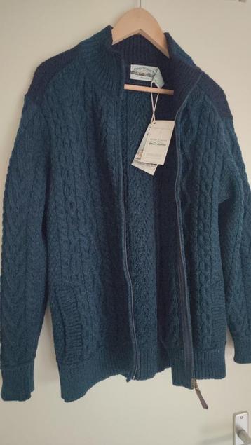 Wollen trui: Aran Crafst kabeltrui met rits: 100% merino beschikbaar voor biedingen