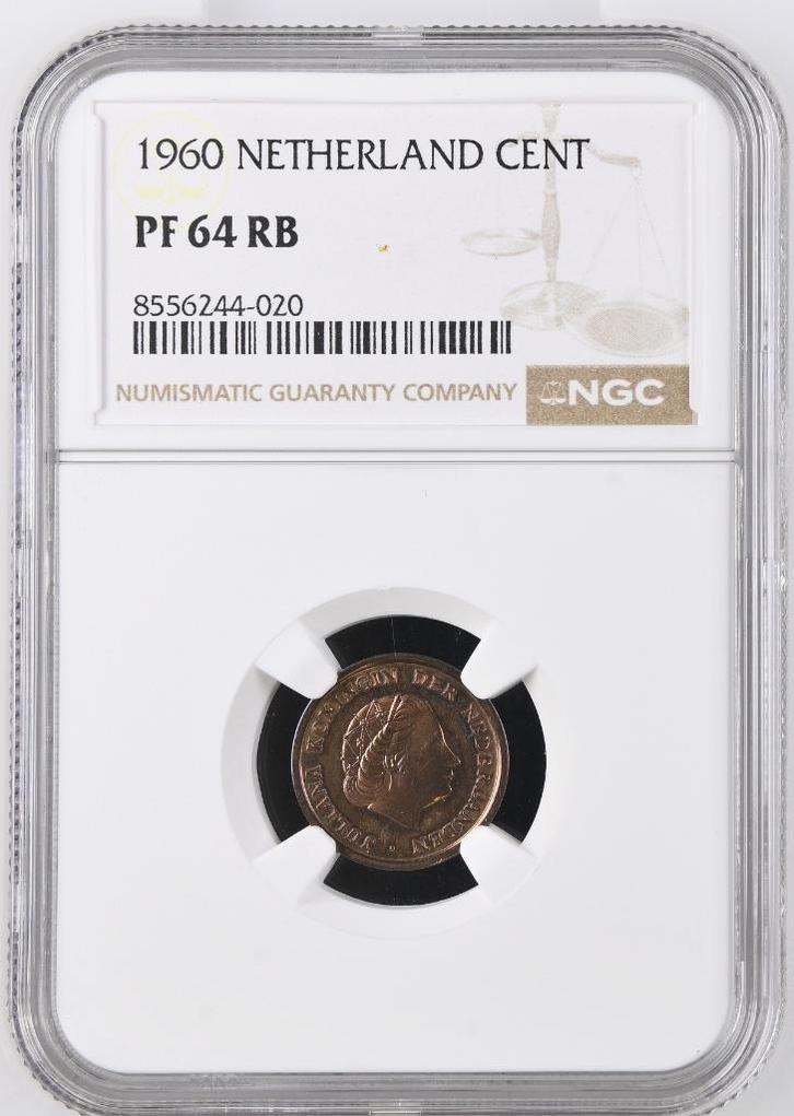 1 cent 1960 NGC Proof 64 RB (€ 325), Postzegels en Munten, Munten | Nederland, Losse munt, 1 cent, Koningin Juliana, Verzenden