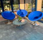 Drie relax tuinstoelen met RVS onderstel + tafel all-seasons, Ophalen, Zo goed als nieuw, Rvs