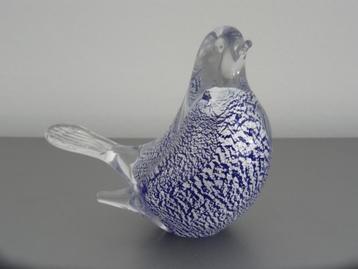 Vogeltje Gränna Glasbruk Sweden paarsblauw kristal en zilver beschikbaar voor biedingen