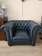 Blauwe Chesterfield Fauteuil, Huis en Inrichting, Fauteuils, Ophalen, Gebruikt, Chesterfield, 75 tot 100 cm