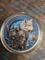 Zilverenkleurige Viking Munt met Wolf, Postzegels en Munten, Ophalen of Verzenden, Overige materialen
