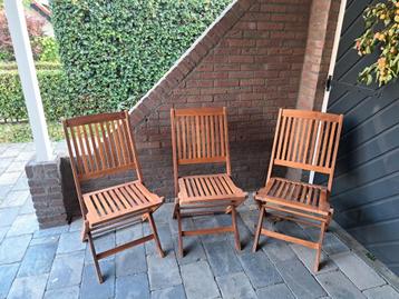 3 x Houten Tuinstoelen Klapstoelen - Inklapbaar beschikbaar voor biedingen