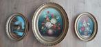 3 schilderijtjes in ovale lijst, Ophalen of Verzenden