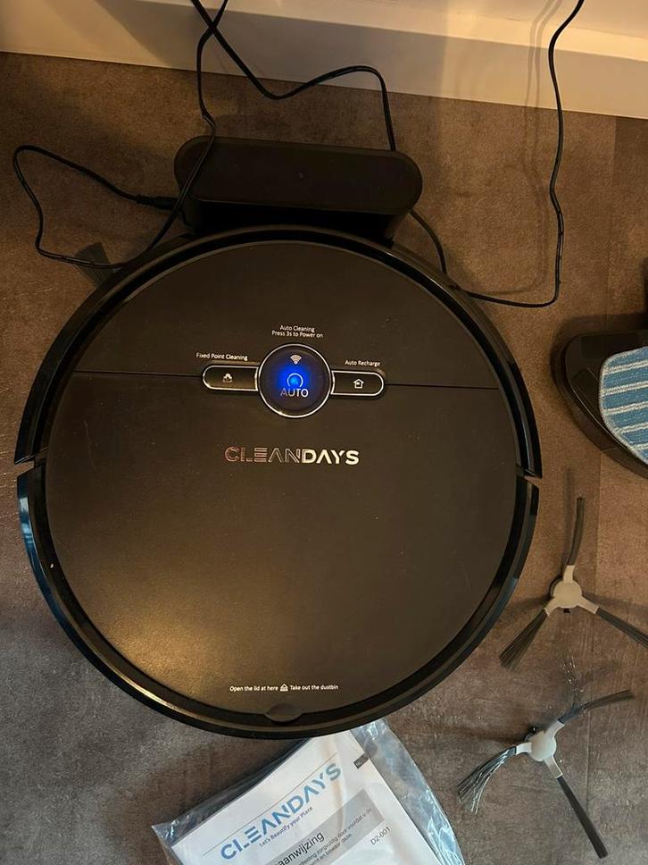 Cleandays robotstofzuiger met dweilfunctie, Witgoed en Apparatuur, Stofzuigers, Zo goed als nieuw, Robotstofzuiger, Ophalen of Verzenden