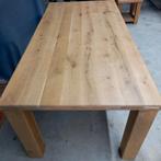 Massief eiken gelakte tafel, Zo goed als nieuw, Vijf personen of meer, 150 tot 200 cm, Rechthoekig