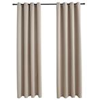 Gordijn verduisterend met metalen ringen 2 st 140x245 cm, 200 cm of meer, Beige, Nieuw, Ophalen of Verzenden