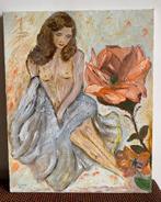 Naakt met bloem, Antiek en Kunst, Ophalen of Verzenden