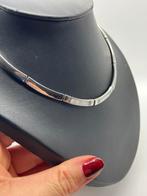 Z602 Prachtige zilveren ketting met parelmoer, Sieraden, Tassen en Uiterlijk, Antieke sieraden, Ophalen of Verzenden, Zilver, Ketting