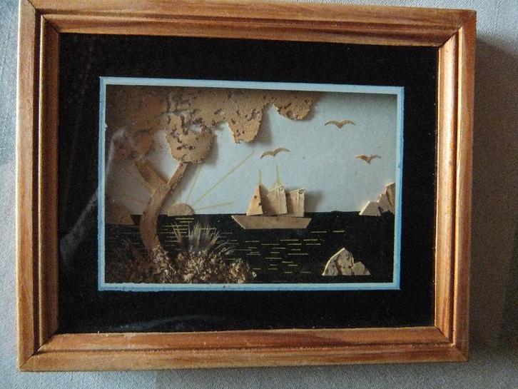 kurk art, klein kadertje, Antiek en Kunst, Curiosa en Brocante, Ophalen of Verzenden