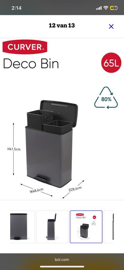 Curver duo prullenbak 26L+26L, Huis en Inrichting, Woonaccessoires | Prullenbakken, Gebruikt, Kunststof, 50 tot 75 cm, 20 tot 30 liter