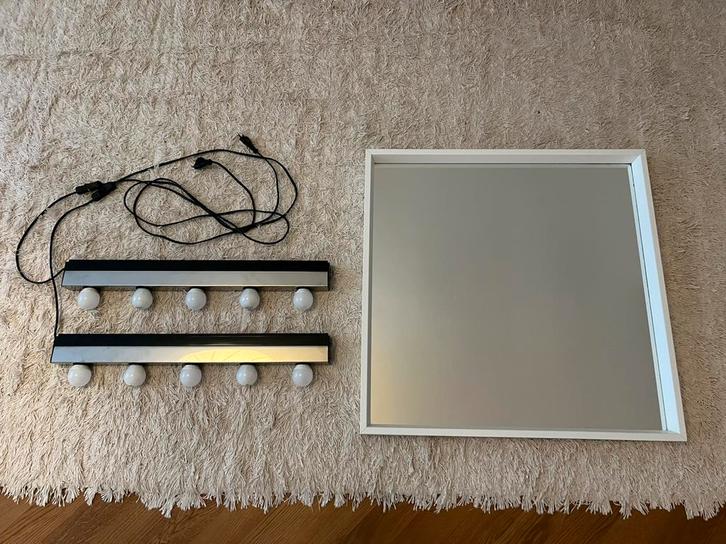 Hollywood spiegel met IKEA Nissedal en lampen Musik, Huis en Inrichting, Woonaccessoires | Spiegels, Zo goed als nieuw, 50 tot 75 cm